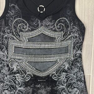 Harley Davidson Women's Black Embellished Tank Top